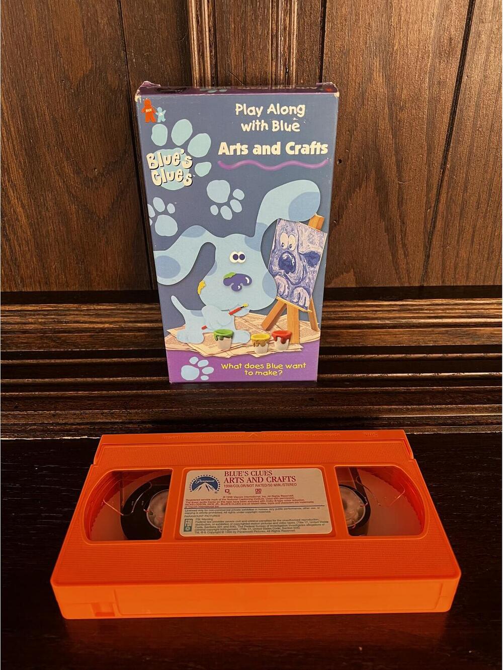 Blue's Clues Arts & Crafts VHS 1998 Orange Tape Nickelodeon w/ Slipcover